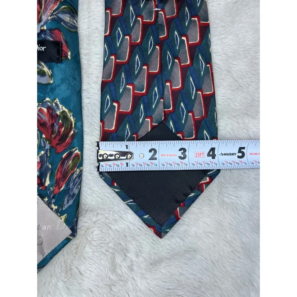 Vintage Mens Silk Necktie Lot Christian Dior Bugatti Floral Geometric Multi OS